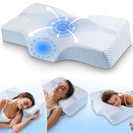 Hydomi Memory Foam Nackenkissen Ergonomisches Kopfkissen für Nacken- und Schulterschmerzen - Orthopädisches Schlafkissen für Seitenschläfer, Rücken- und Bauchschläfer mit Nackenstütze