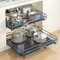 2PCS Teleskopschublade Ausziehbare Küche Schublade, Auszug Nachrüsten Schubladeneinsatz, Küchen und Schrankorganizer mit Klebestreifen- Ohne Bohren (Schwarz+Schwarz, 31-49/39/8cm+32-51/41/8cm)