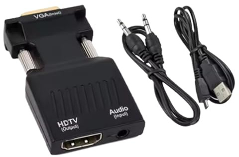 VGA Till HD Omvandlare | Kabel För VGA Till - med 3.5 mm Kontakt Plug and Play 1080P Förlängning För Bärbara Datorer Kontor Projektor Presentationer