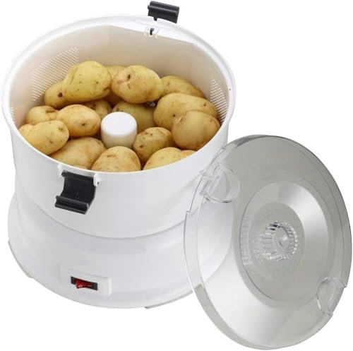 Vexorium Pelador de Patatas Eléctrico con Contenedor – Capacidad 1KG, Bloqueo de Seguridad Giratorio, Pelador y Cortador de Verduras Automático para Cocina