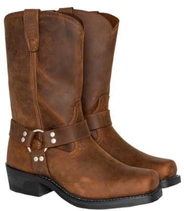 DYYEUAVT Botas Vaqueras Vintage for Hombre con Hebilla de cinturón y Anilla, Botas Altas de Motociclista for Hombre(Yellow Brown,45)