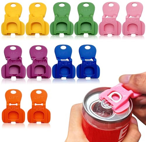 Euablfo 12 Stück Getränkedosenöffner, Dosenverschluss Getränkedosen, Getränkedosen Verschluss, Colorful Soda Can Opener, Manuell Ringöffner Kunststoff Dosenöffner für Bier Soda Getränke