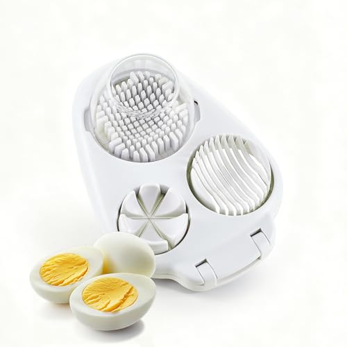 Ceruaxb 3-In-1 Egg Slicer for Hard Boiled Eggs - Stainless Steel Multipurpose Egg Cutter, Ideal Three Way Egg Slicer & Kitchen Chopper Tool for Strawberry, Mushroom, Grape, Tomato