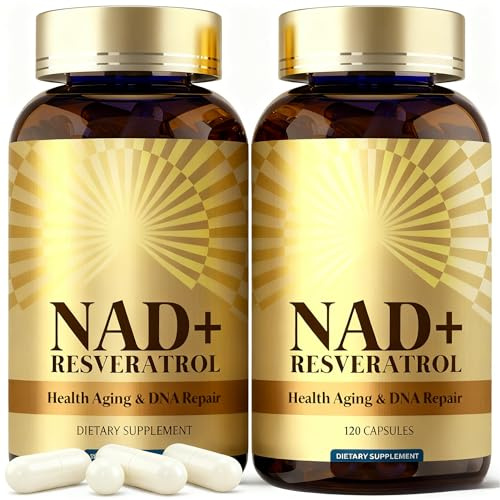 Integratore Premium NAD+ & Resveratrolo 1500mg | 2 Flaconi da 120 Capsule Molli | Supporto Anti-Aging e Rigenerazione Cellulare | Confezione da 2 bottiglie | Nuovo packaging dorato