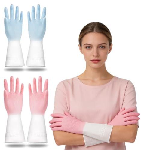 YCZARD 2Pairs Washing Up Gloves-Thin Rubber Cleaning Gloves, Kitchen Dishwashing Glove Dishwashing Glove Household Glovess