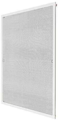 TecTake Moustiquaire fenetre & Store Cadre en Aluminium 100x120cm Blanc Filet Anti Moustique Résistante aux intempéries & aux UV idéal Chambre Enfant, Salon, Chambre Bebe Entrée Maison