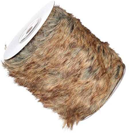 creativ home Fell DEKOSTOFF auf Rolle. Ca 12 cm x 2 m. Tischband, Dekofell, Kunstfell, Fell in BRAUN -91