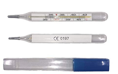 TERMOMETRO HG IN VETRO MISURA GRANDE ADULTI E BAMBINI VECCHIO TIPO