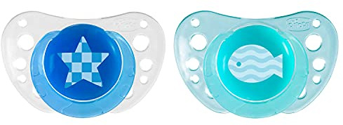 Chicco Succhietto Physioforma Air, Ciuccio per Bimbo, in Silicone, 6-16 Mesi, 2 Pezzi, Modelli Assortiti