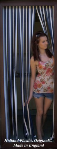 Heavy Duty Bug Blind,Strip Blind-80cm (Standard UK door size) Complete with hooks for Plastic Frames (Select colours from drop down menu) (BLUE & WHITE)