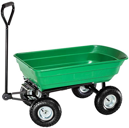 tectake® Carro de Jardin con Ruedas Neumáticas, Carretilla de Mano para Herramientas y Jardinería, Carrito de Transporte Resistente para Distintos Usos - 110 x 50 x 52 cm 300kg de Carga