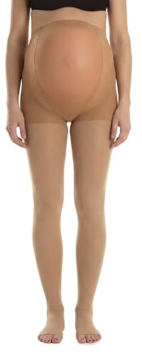 RelaxSan M1190A (Beige, Sz.4) Medicinska strumpbyxor, graviditet, klass 1 - K1 - öppen tå, mikrofiber