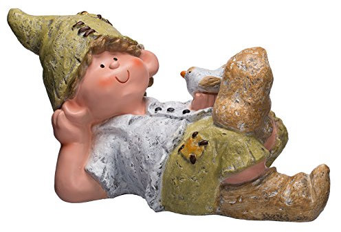 Grande Carino Bella Finemente lavorate gnomo figura giovane nf87126 l' attenzione nel vostro giardino, larghezza 43 cm, rivestimento lavorato e dipinta a mano, Statuetta, Decorazione, decorazione da per interni ed esterni, in poliresina, decorazione del giardino, Statua da giardino, Scultura