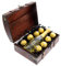Bull & Bear Geschenk Mini-Truhe Gold-Schätzchen, Truhe ca. 22 x 15 x 9,5cm, mit 0,2l Sekt mit echtem Blattgold 22 Karat und 8 Rocher Pralinen