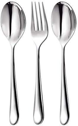Robert Welch Kingham Bright Cutlery Serving Set, 3 Piece. Made from Stainless Steel. Dishwasher Safe.