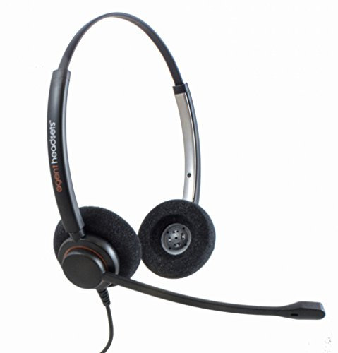 Agent Professional Double Ear Noise Cancelling Office/Call Centre Headset With U10P Bottom Cable works with Mitel, Nortel, Avaya Digital, Polycom VVX, Shoretel, Aastra + Many More