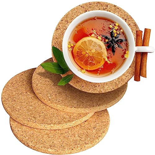 Topfuntersetzer aus Kork | 15cm | 4 Stück | Runde Untersetzer für Töpfe, Pfannen, Gläser, Schüsseln – Dekorative Unterlage auch zum Basteln – Mini-Pinnwand – hitzebeständig rutschfest – aus Portugal