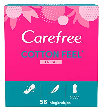 Carefree Panty Liners Cotton Fresh Fragrance, Breathable Panty Liner with Cotton Extract (1 x 56 Pads)