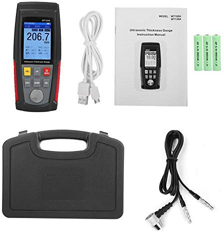 Medidor de espesor, medidor de espesor ultrasónico WT100A Medidor de espesor ultrasónico digital de alta precisión Carga USB para metal, plástico, cerámica, vidrio, etc.