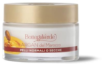 Bottega Verde - Crema Viso Nutriente e Idratante, 50 ml, con Olio di Argan per un'Azione Protettiva, Emolliente e Antietà, per Pelli Normali o Secche