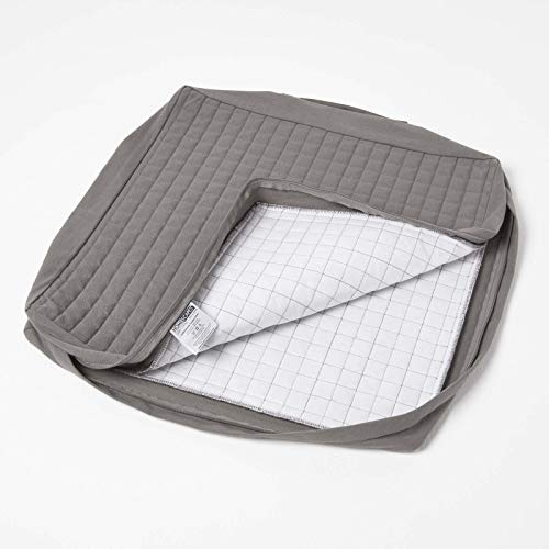 HOMESCAPES Charcoal Grey Armchair Booster Cushion Cover 50 cm Square 100% Cotton Washable Seat Pad Case Soft Removable Quilted Cover with Zip