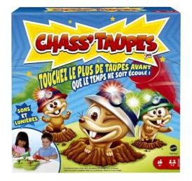 Mattel Games Chass'Taupes, Jeu D'Arcade Interactif, Jeu De Société Familial pour Soirée Jeux en Famille, 1 À 2 Joueurs, Jouet pour Enfant de 4 Ans et Plus, GYN48