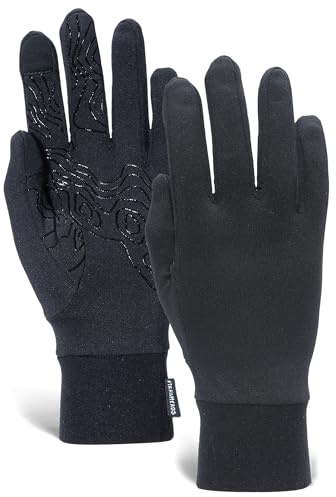 TrailHeads Laufhandschuhe für Damen, leichte Handschuhe mit Touchscreen-Funktion | Die Elemente - schwarz (groß)
