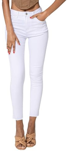 Nina Carter P077 Jean coupe skinny pour femme, taille haute, aspect usé, effet délavé