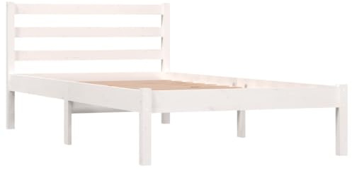 vidaXL Solid Wood Pine Bed Frame Home Indoor Bedroom Living Room Platform Pallet Bedstead Bed Base Furniture 90x190 cm White 3FT Single