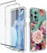 Yerebel Case for OnePlus 9 Pro 5G LE2121 with Tempered Glass Screen Protector, Floral Design Shockproof Bumper Full Body Protective Cell Phone Cover for OnePlus 9 Pro 5G (Purple Flower)