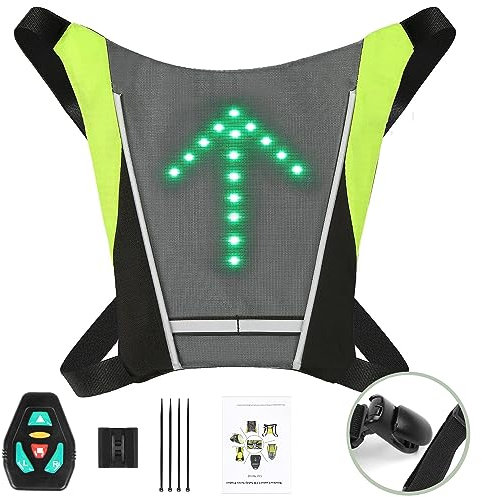BILIPLE Gilet da Ciclismo a LED Lampeggiante LED Riflettente con Indicatore di Direzione Ricaricabile 48 Luci USB Gilet per Avvertimento Notturno in Bicicletta per Ciclismo, Corsa, Passeggiate
