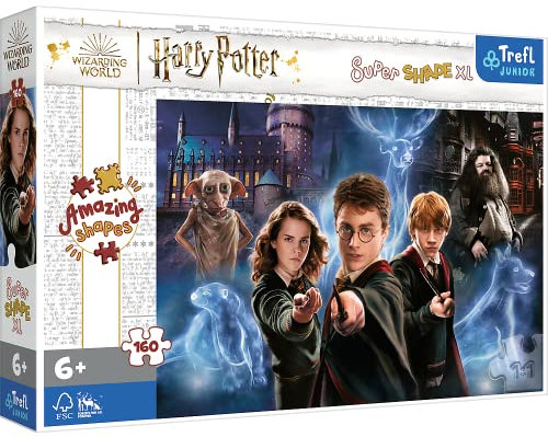 Trefl 50034 160 XL Super Shape-Verrückte Form, große Elemente, Puzzle mit Filmfiguren, Spaß für Kinder ab 6 Jahren Hochelement Junior-Harry Potter, Die magische Welt von Harry Potter