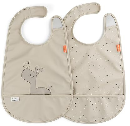 Done by Deer Lätzchen mit Klettverschluss 2 Pack Lalee Sand - Weiche wasserdichte Baby Bibs mit praktische auffangschale – OEKO-TEX® zertifiziert Lätzchenset - 100% Polyester/PU Beschichtung