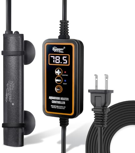 hygger Mini Submersible Aquarium Heater, Turtle and Betta Fish Tank Heater with Digital Display External Controller Freshwater