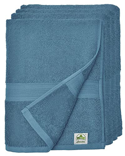 leevitex® Handtuch 4er Set aus 100% Baumwolle, weich und saugstark | 500 g/m² | 50 x 100 cm | Petrol
