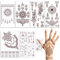 10 Feuilles Tatouages Temporaires Brun Faux Tatouage Éphémère Mandala Fleur Autocollant Dentelle Imperméable Visage Sticker Décoration DIY pour Fête Musique Soirée Anniversaire Carnaval