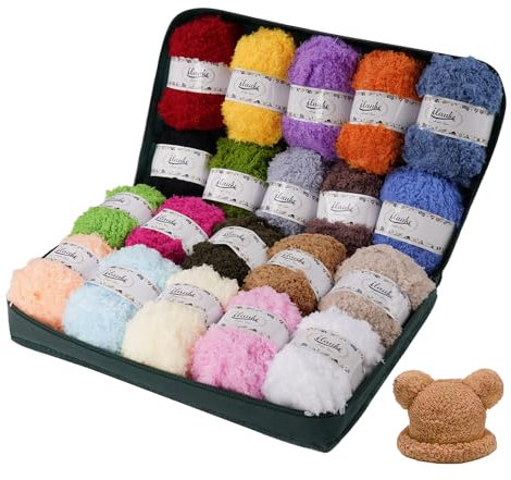 Ilauke Fluffy Yarn 20x30g, Chunky Yarn for Knitting & Crochet, Soft Knitting Wool for Blanket, Baby Clothes & Dolls, Rug