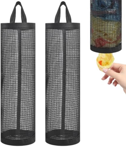 QEQSHQO 2pcs supporti per sacchetti di plastica per sacchi della spazzatura in rete traspirante pieghevole con ganci adatti per cucina bagno camera da letto