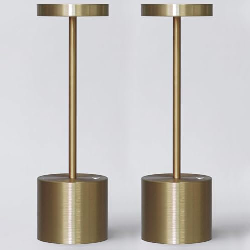 WARMLIGHT 2 Pack Cordless Table Lamp Rechargeable Outdoor Waterproof Portable Battery Operated LED Small Table Light - for Home Restaurant Desk Bar Patio Kitchen Dinning Party (Bronze)