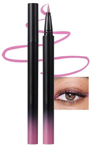 Erinde Eyeliner Liquide Métallique Rose, Eyeliner Waterproof, Crayon Yeux Longue Tenue jusqu'à 8 heures, Séchage Rapide et Anti-regard, Finition Brillant et Brillant, Haute Pigmentation #01