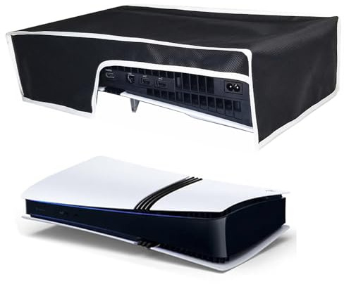 Custodia antipolvere per PS5 Pro, protezione antipolvere orizzontale, antigraffio, impermeabile, con porta cavo posteriore, per PlayStation 5 Pro Disc/versione digitale, accessori (finiture bianche e