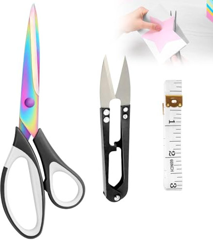 Schere, Mehrzweck-Bastelschere, Edelstahl, scharfe bunte Titanium-Beschichtung, Klingen für Büro, Haus, Schule und Schneider (schwarz-weiß)