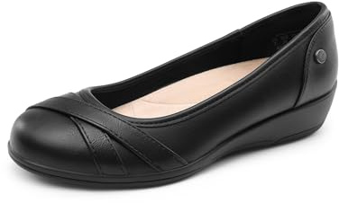 DREAM PAIRS Bailarinas Zapatos Planos Comodas con Tacones de Cuña Comodas con Plantilla Acholchada Clasico,Size 38.5,Negro,DWUMFA2503