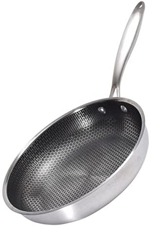 COLLBATH Poêle à Œufs En Acier Inoxydable 28 Cm Fond Nid D’abeille, Poêle à Steak Antiadhésive, Compatible Gaz Et Plaques Électriques, Cuisson Petit-déjeuner Et Camping, Facile à Nettoyer