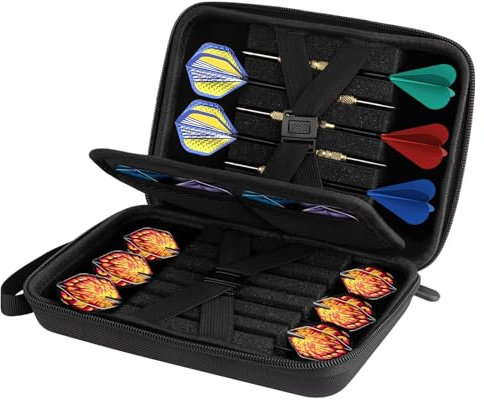NCTNCX Profi Darttasche für 12 Darts | Dart Koffer mit Schutzsystem | Großes Dartcase für Steeldarts & Softdarts + Zubehörfächer | Langlebiger Dartkoffer für Turniere & Reisen (Schwarz)