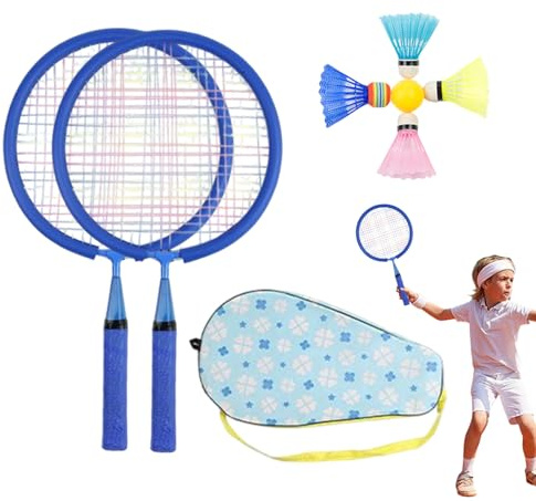 Ensemble De Raquettes De Badminton Pour Enfants - Ensemble De Sport Shuttlecocks 2pcs | Badminton À 5 Balles D'extérieur Avec Sac | Complète La Raquette De Poignée Confort Pour Les Activités De A