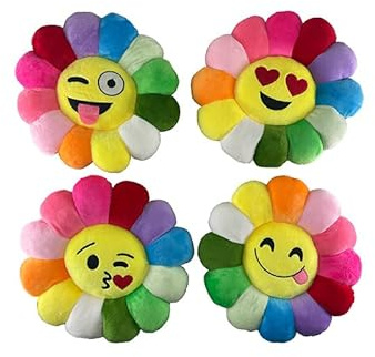 BEPER Plüschkissen Blume, 30 cm, 4 Emotionen, weiches Polyester, waschbar, Kissen für Kinder, Kinderzimmer und Reisen, 0 m +