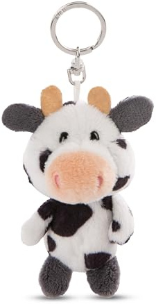 NICI 62245 Porte-clés avec peluche au motif de vache Cowluna, 10 cm, blanc, compagnon fidèle pour sac à dos ou sac à main, pour petits et grands