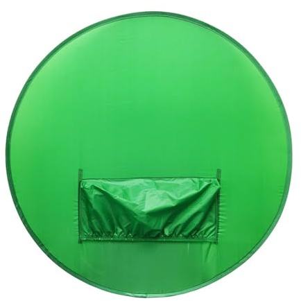 Denash Toile de fond pliable ronde verte pour discussions vidéo et conférence, fond Chromakey de chaise pour bureau à domicile, polyester