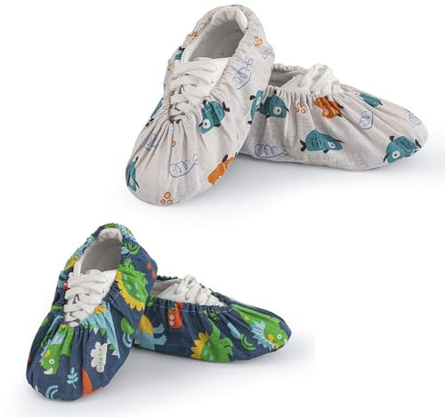 JYNXOR 2 Pcs Surchaussures Lavable, Réutilisable Chausson Invité, Tissu de Flanelle Couvre Chaussure, Semelle Antidérapante Surchaussure, Protege Chaussure, pour Maisons, Bureaux, Bibliothèques